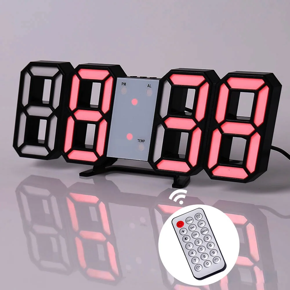 LED Digital Wall Clock Alarm Clock Wall Hanging Table Desk Electronic Digital Clock With 3 Levels Brightness Home Decor