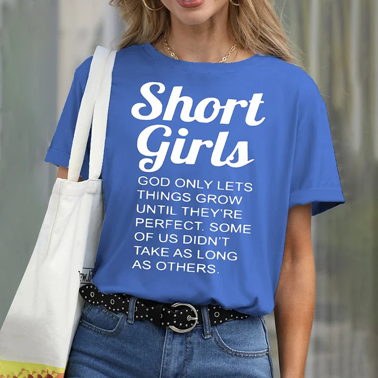 Wearshes Short Girls Crew Neck Casual T-Shirt