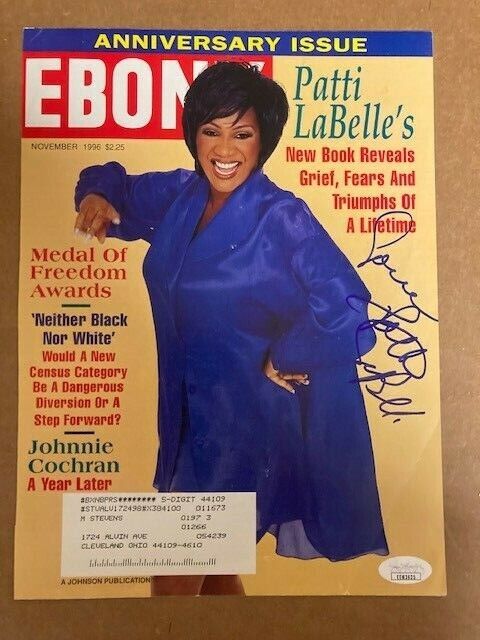 Patti LaBelle Autographed Ebony Magazine Cover with JSA Cert