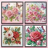 (US Only)4Pcs 30x30cm Flower 5D DIY Special Shape Crystal Partial Diamond Painting Kit