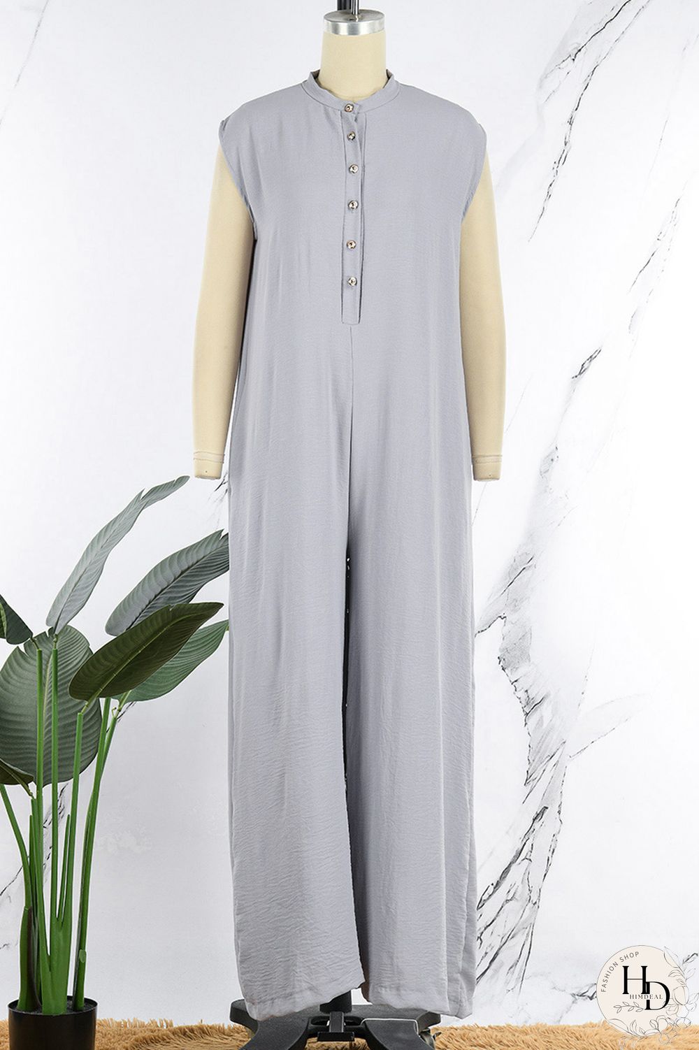 Grey Casual Solid Patchwork V Neck Regular Jumpsuits