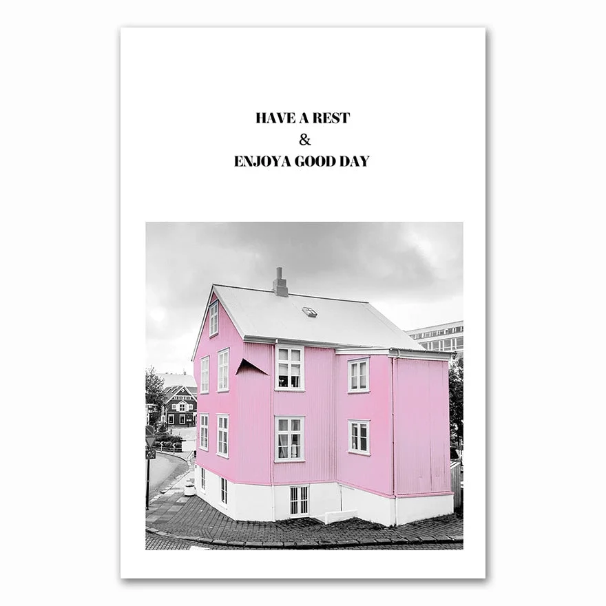 Eiffel Tower Girl Wall Art Canvas Fashion Pink City Landscape Print Painting Nordic Decoration Picture Living Room Decor