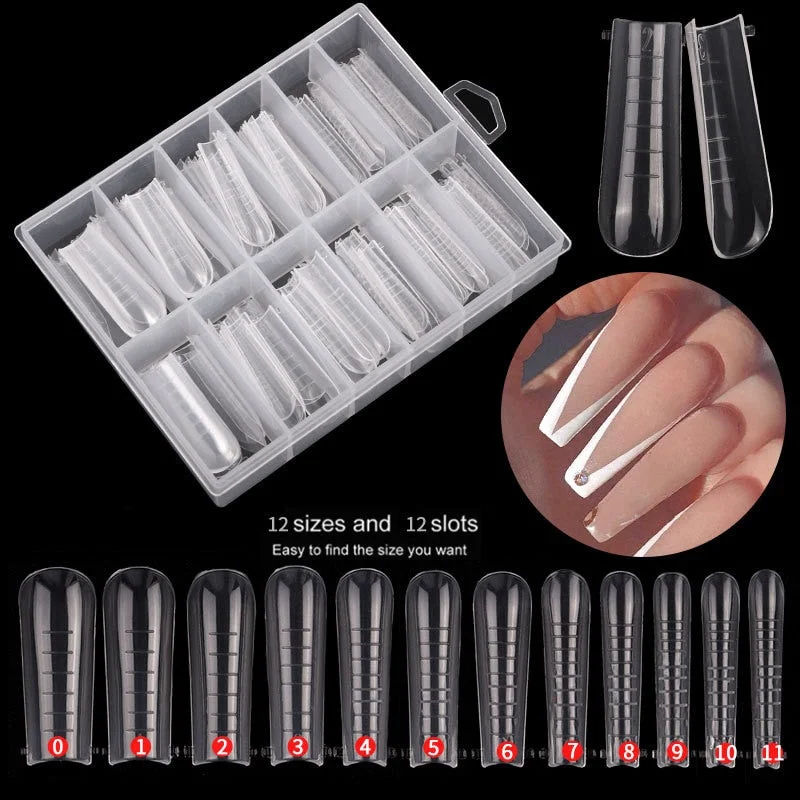 120 Pcs Quick Building Mold Tips Finger Extension Nail Dual Forms with Storage Box Nail Art UV Builder Poly Nail Gel Tools 2021