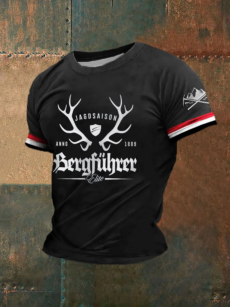 Herren Berg führer bedrucktes Kurzarm-T-Shirt