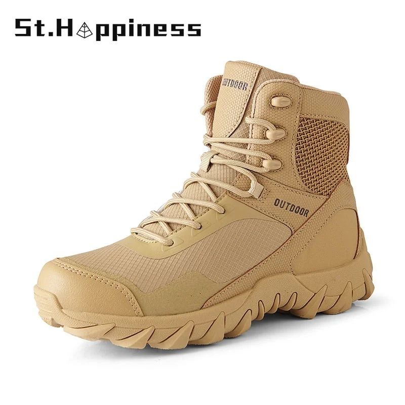2021 New Men Military Boots Classic Special Force Tactical Desert Combat Boots High Quality Outdoor Hiking Ankle Boots Big Size