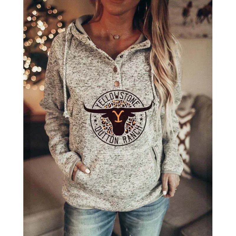 Printed Leisure Long Sleeve Hoodie