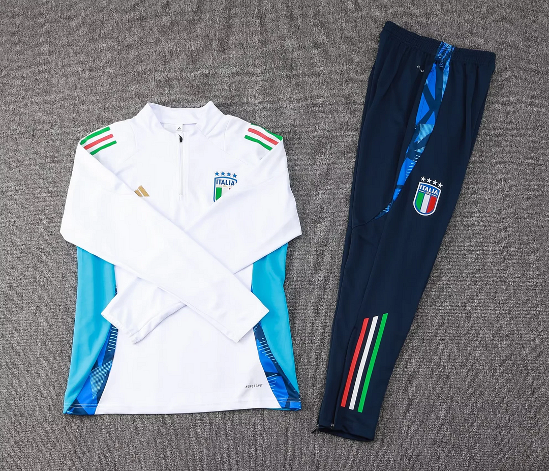 2024 Italy Half-Pull Training Suit Football Jersey Set Thai Quality