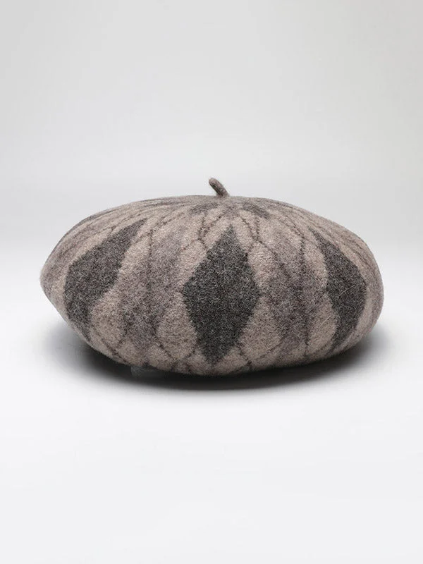 Vintage Wool Contrast Color Beret Hat