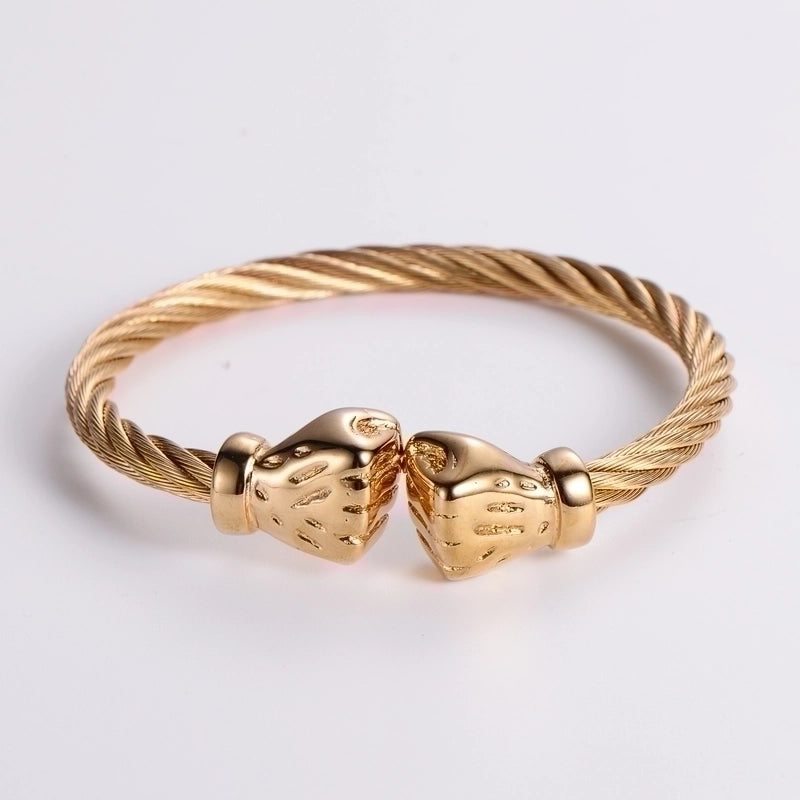 304 Stainless Steel 18K Gold Plated Hip-Hop Inlay Geometric Acrylic Pearl Bangle