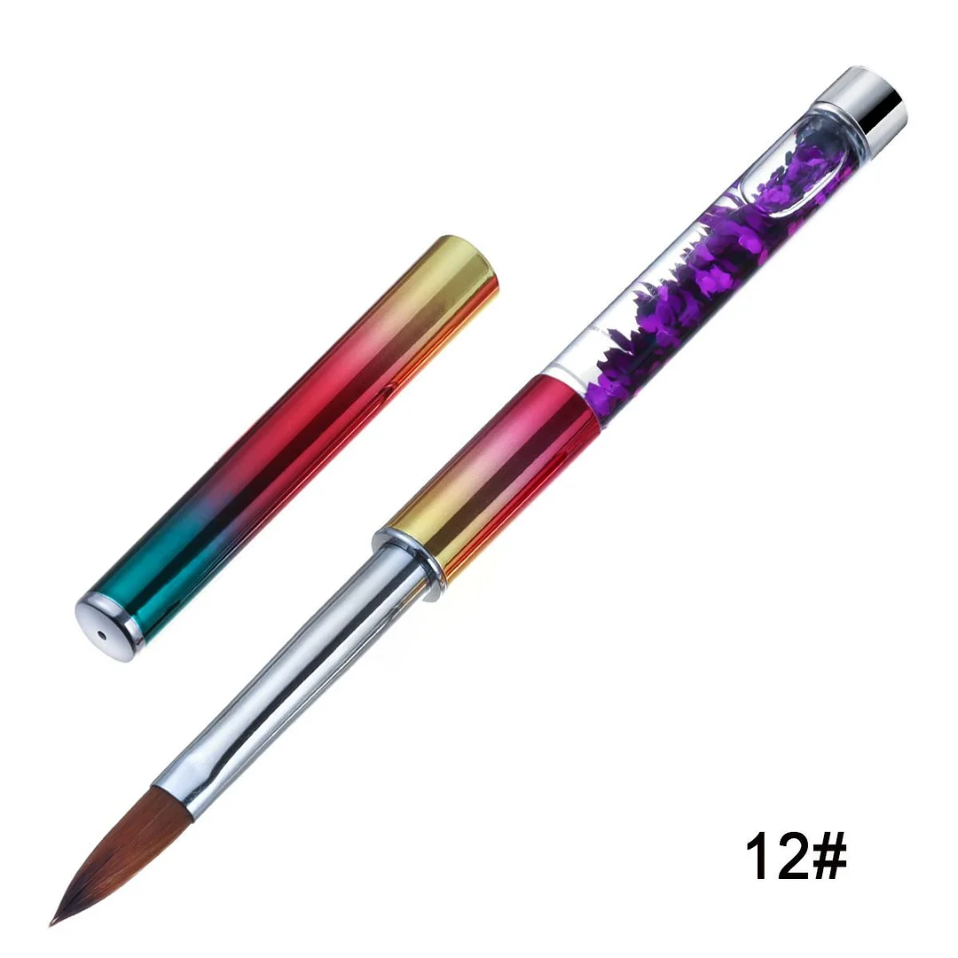 1PC Crystal Acrylic Nail Art Brush No 8/10/12/14 UV Gel Carving Pen Brush Liquid Powder DIY Nail Drawing Liquid Glitter Handle-Nail Inspo