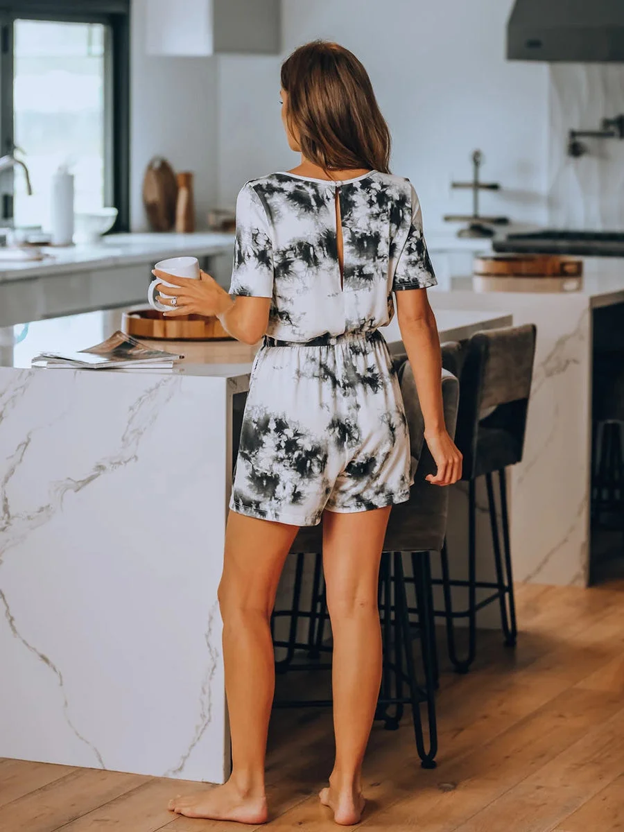 Elastic Waist Tie Dye Romper