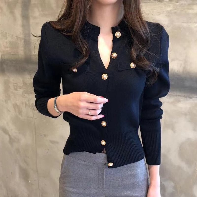 Zoki New 2021 Women Cardigan Sweater Fashion Spring Knitted Long Sleeve Short Coat Chic Korean Slim Button Ladies Soft Tops