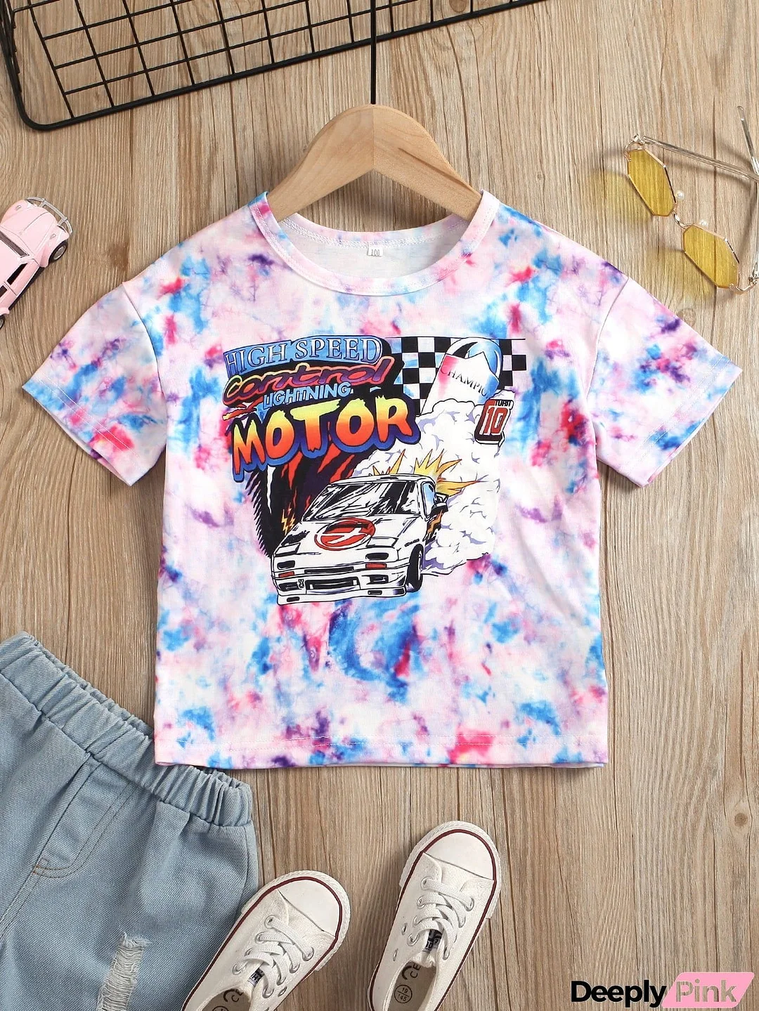 Graphic Tie-Dye Round Neck Short Sleeve Tee