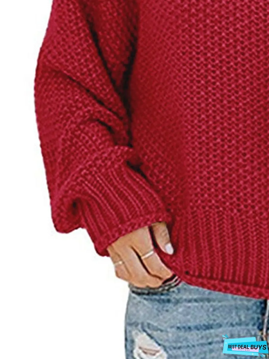 Turtleneck Dropped Shoulder Sweater