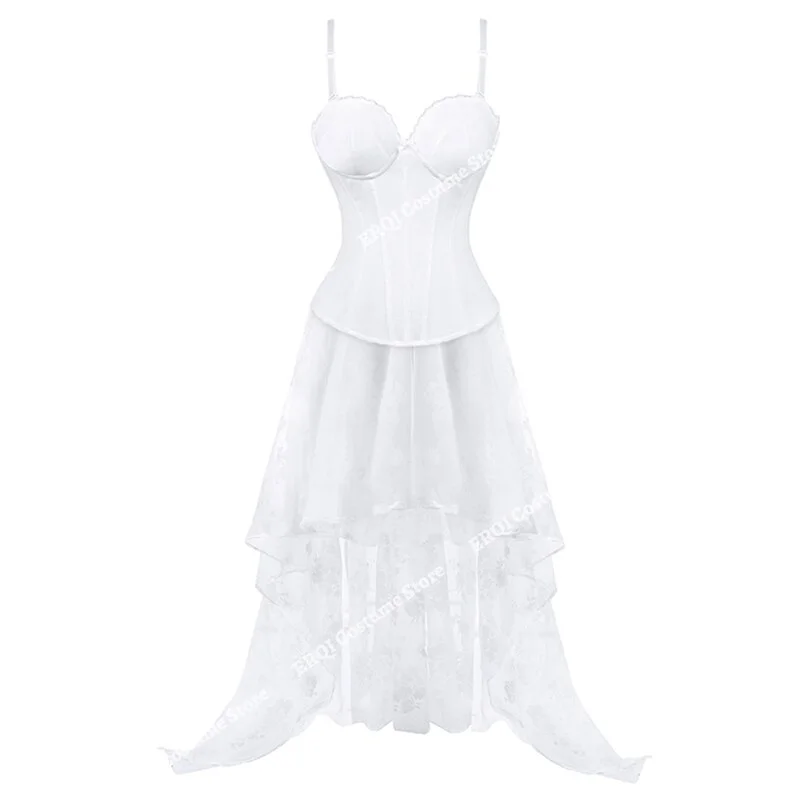 Billionm Corset Dress Lace Floral Body Shape Sexy Corsets Dresses for Women Elegant Halloween Cosplay Costume White Plus Size