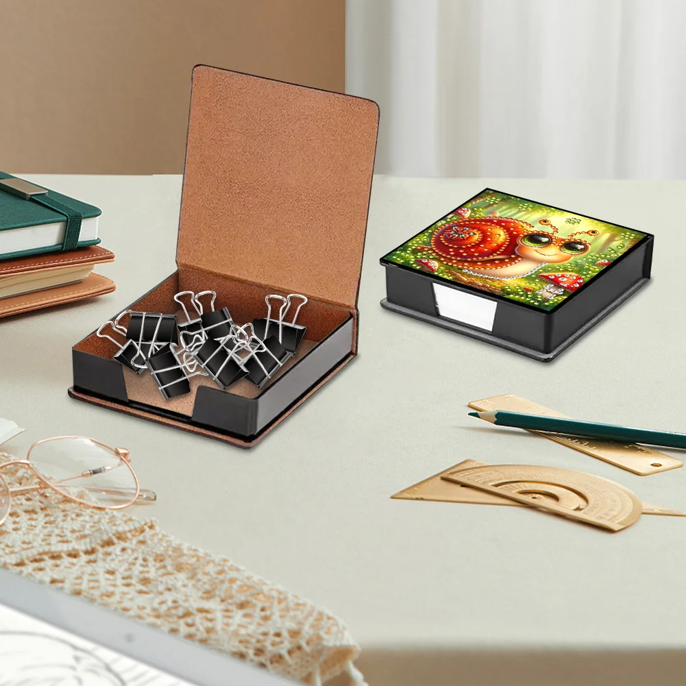PU Snail Diamond Painting Notecard Box with Papers for DIY Art Craft
