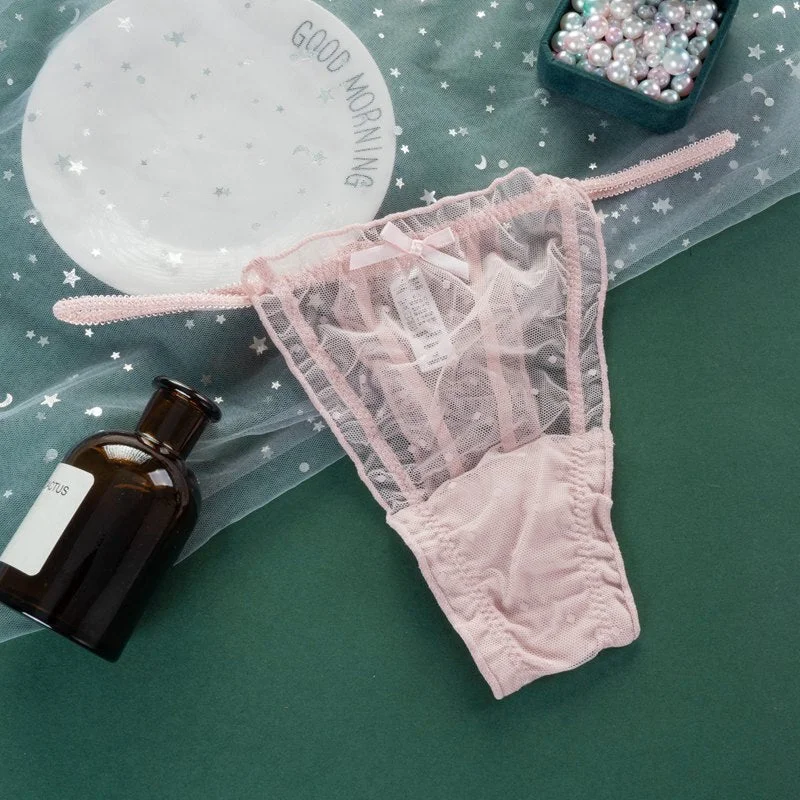 Women's Panties Sexy Lace Hollow Out Underpants Thong Girls Mesh Transparent Underwear Fashion New Dots Female G String
