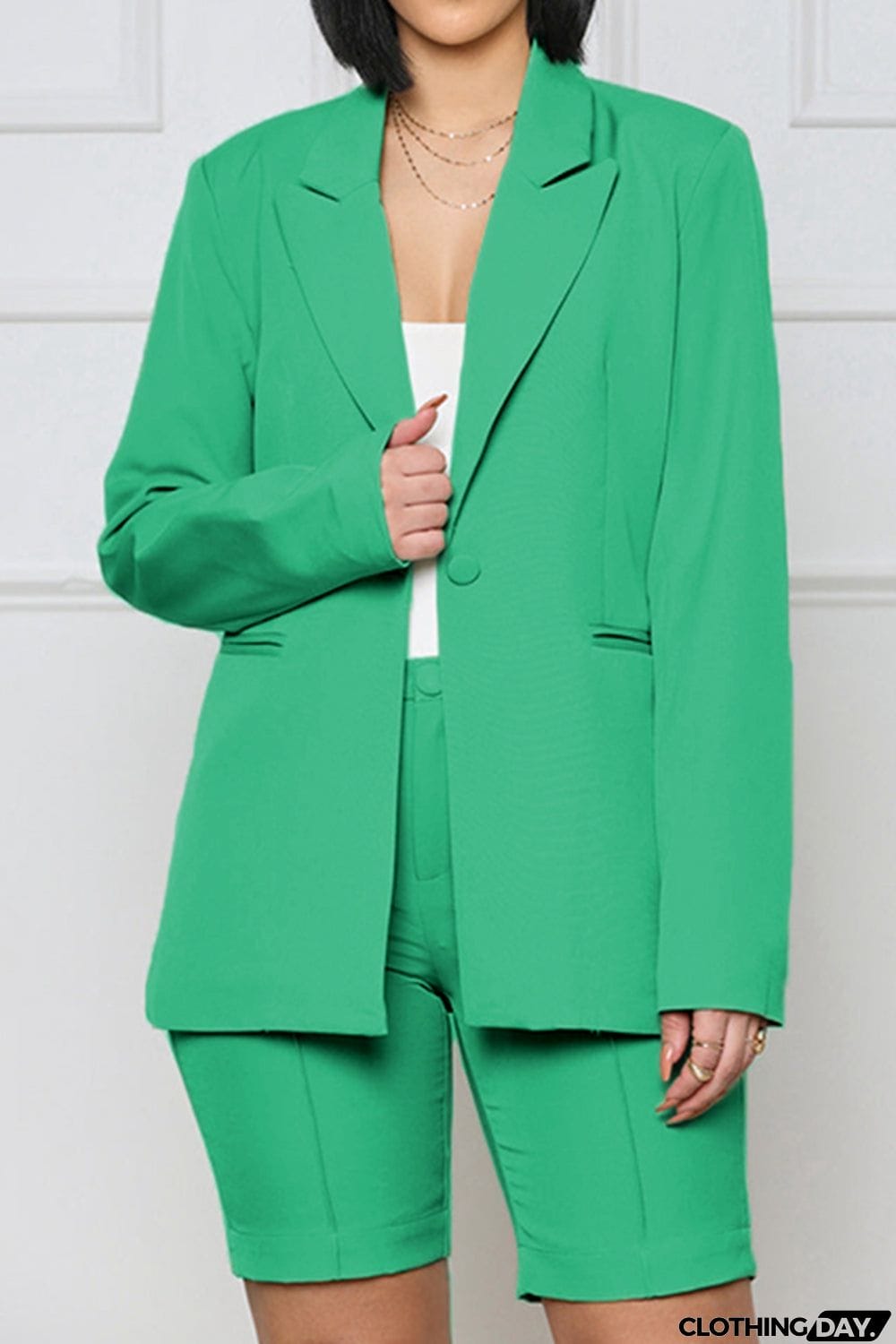 Long Sleeve Blazer and Shorts Set