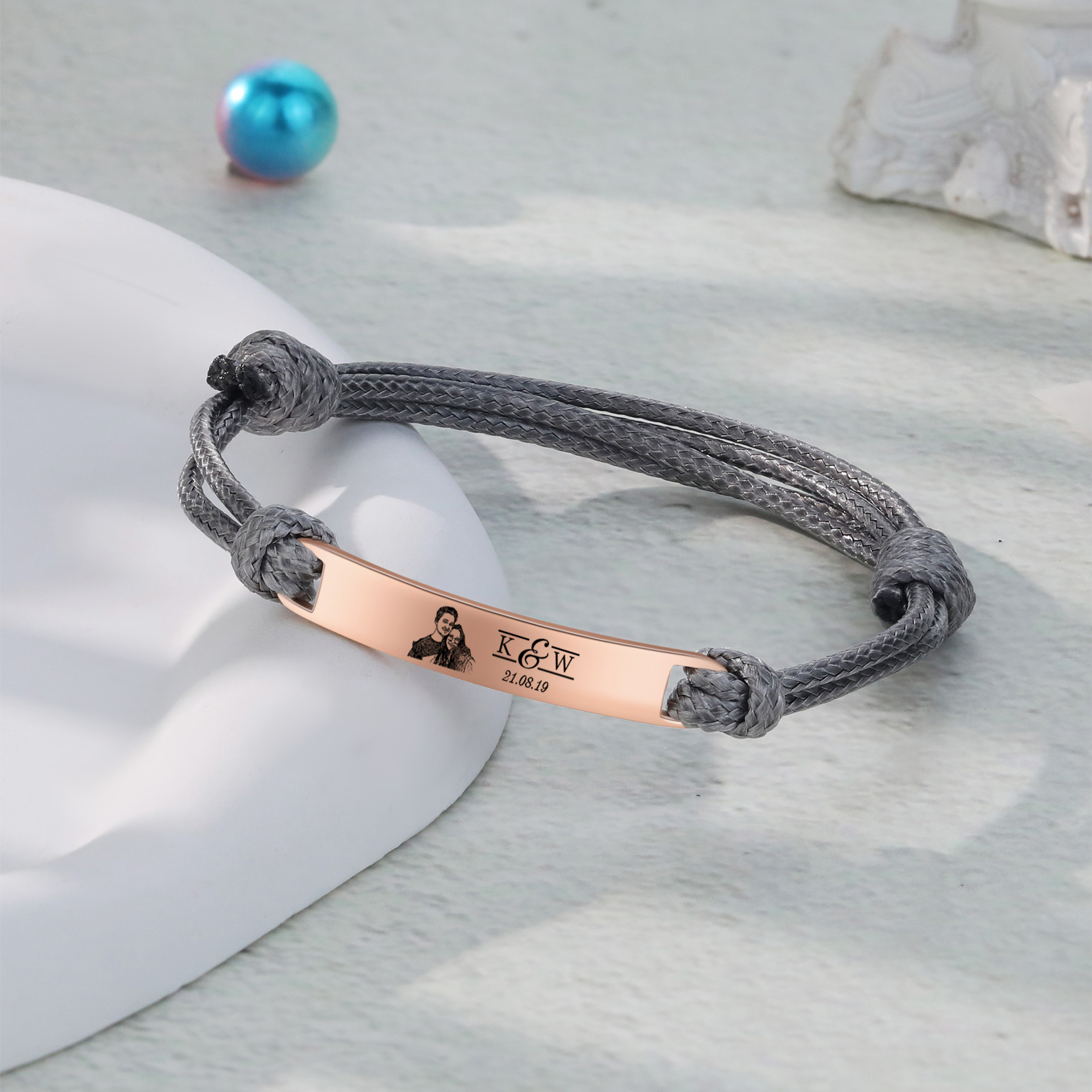 Braccialetti acciaio inox 1 nome 2 lettere e 1 foto personalizzabili per coppia multicolori da scegliere