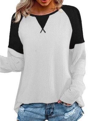 Women's Long Sleeve Scoop Neck Stitching Tops