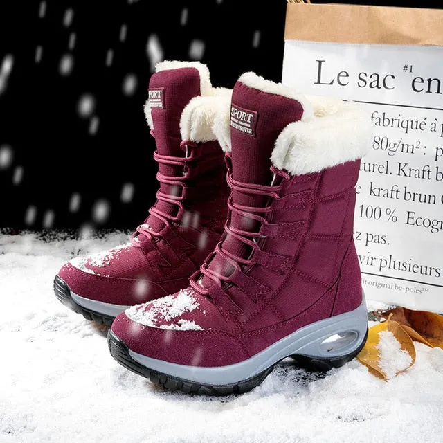 Womens Plus Size Boots Platform High Quality Keep Warm Flat Snow Boots Waterproof Comfortable Thicken Winter Shoes Women