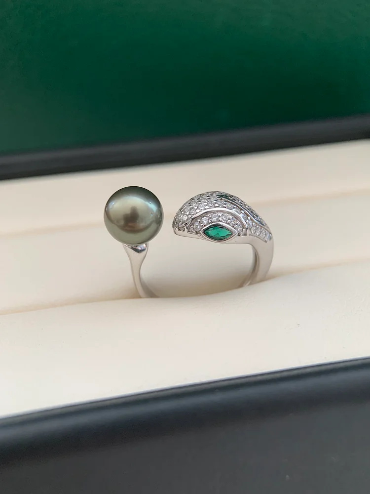 TINA PEARL Snake design with tahiti pearl ring S925