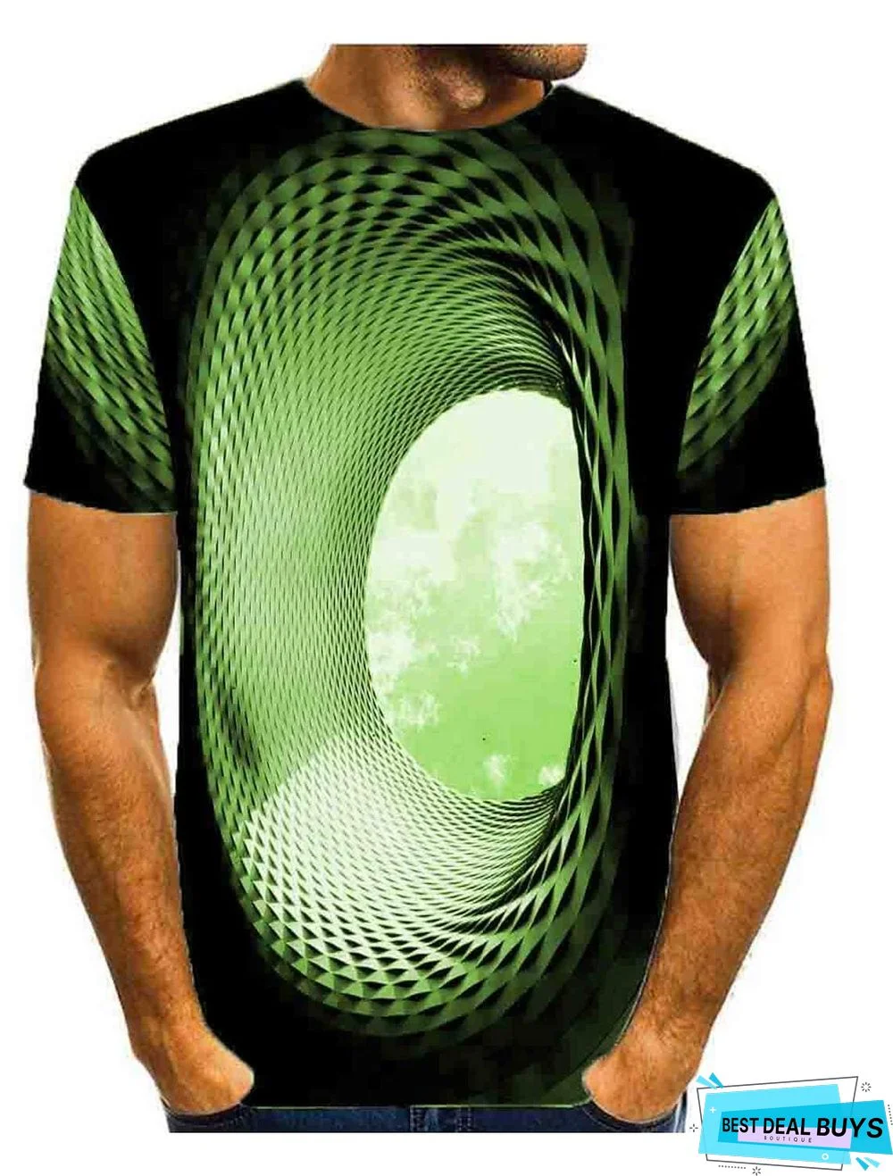 Men's T-shirt Graphic Optical Illusion Print Short Sleeve Daily Tops Basic Round Neck