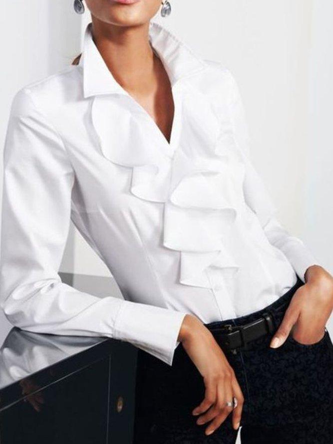 Regular Fit Lady Ruffle Shirt Collar Shirt