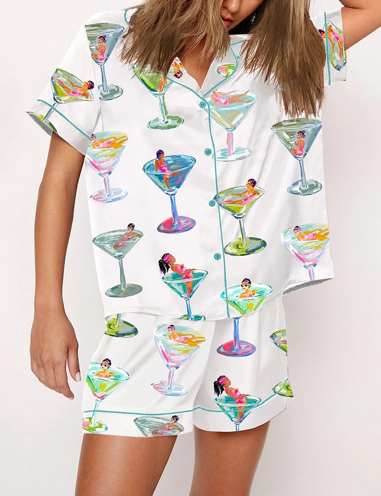 Women's In Martini Print Pajama Set