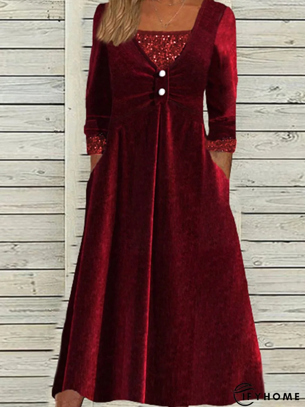 Crew Neck Velvet Loose Casual Dress | IFYHOME