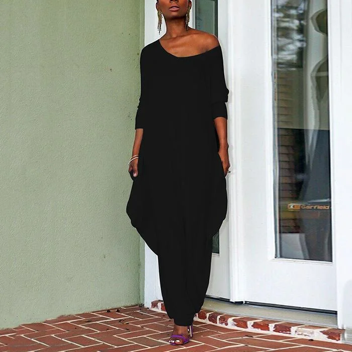 Oversize Loose Casual Solid Jumpsuit