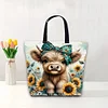 Sunflower And Highland Cattle-11CT DIY Stamped Cross Stitch Shopping Bag 40*40cm