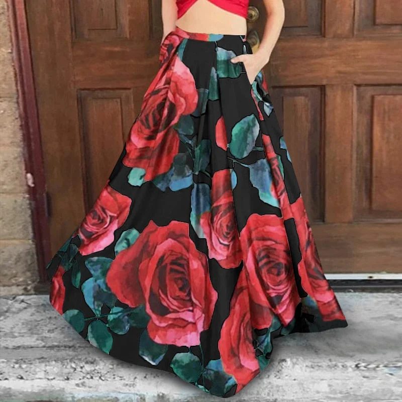 Celmia Bohemian High Waist Maxi Skirts Women Floral Printed Elegant A-Line Skirt 2022 Fashion Casual Loose Vintage Party Skirts