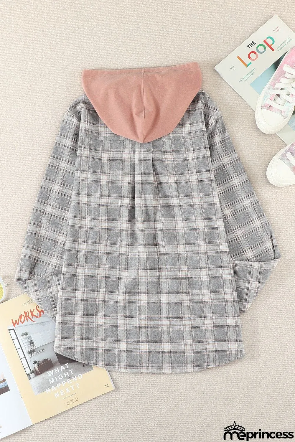 Plaid Hooded Shirt Coat