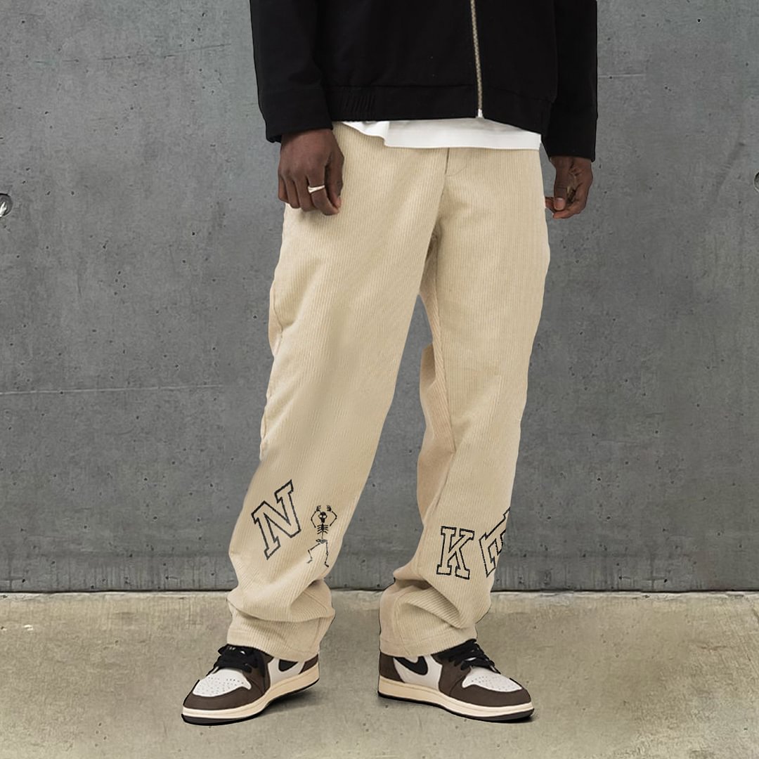 Street fashion corduroy hip-hop loose straight-leg trousers