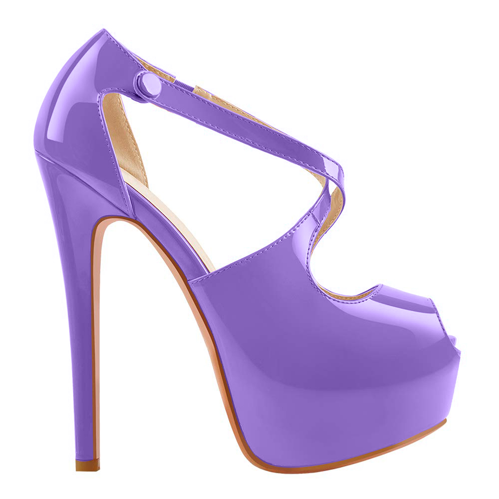 160mm Women's Platform Peep Toe Stiletto Ankle Crisscross Strap High Heeled Sandals-vocosishoes