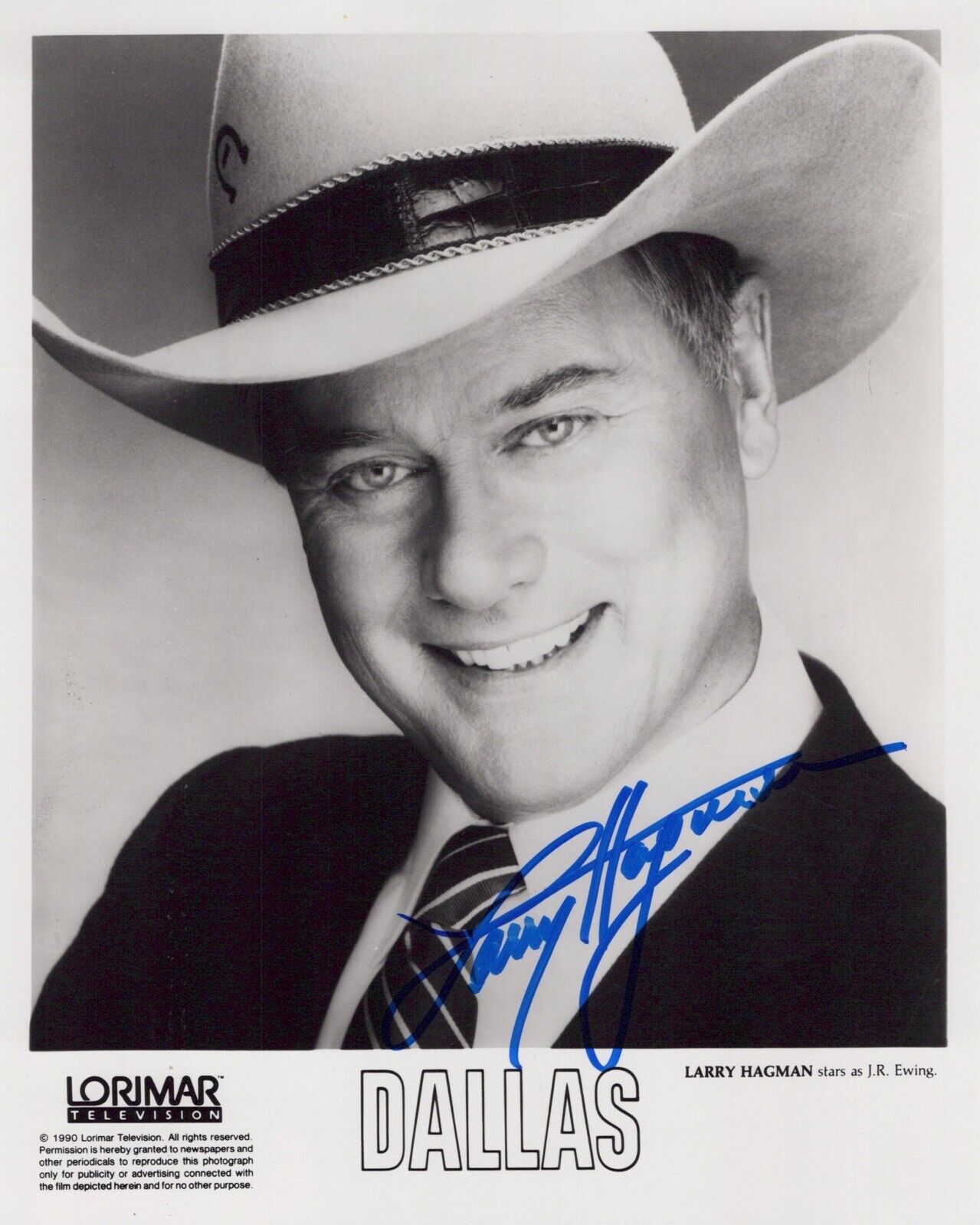 DALLAS - Jr Ewing 8x10 Photo Poster painting signed by actor Larry Hagman