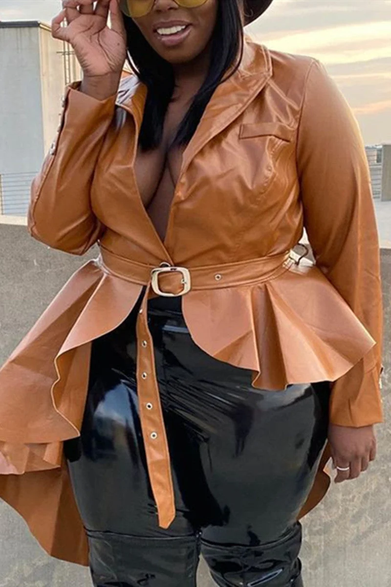 Fashion Casual Solid Basic Turndown Collar Outerwear