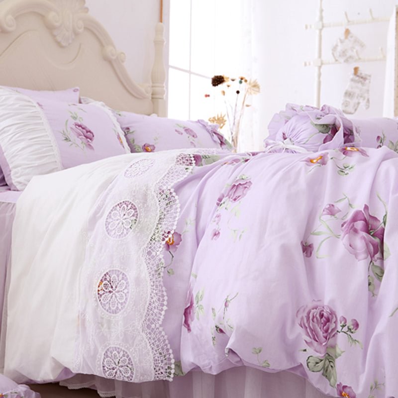 100 Cotton Floral Printed Princess Bedding Set Twin King Queen Size