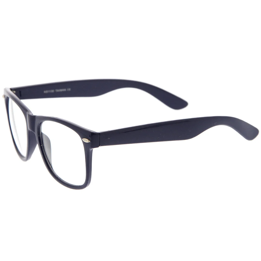 Retro Wide Temple Clear Lens Horn Rimmed Eyeglasses 54mm