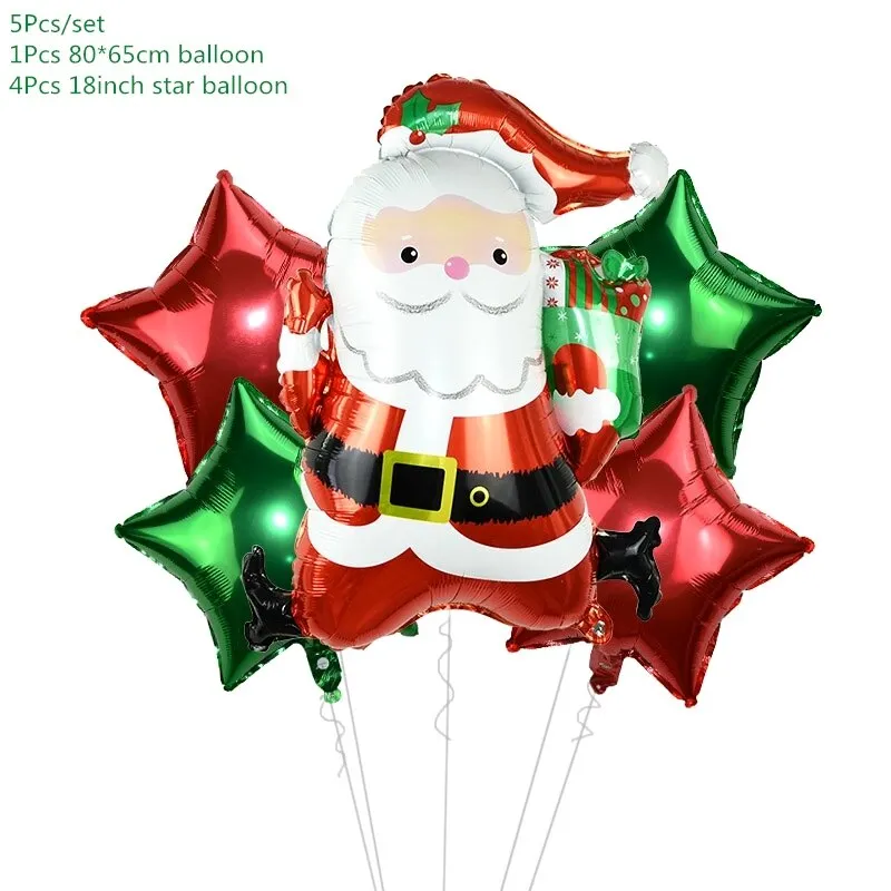 5Pcs/set Cartoon Santa Claus Snowman Foil Balloons Christmas Party Decorations Party Balloons Inflatable Helium Balloon Kids Toy