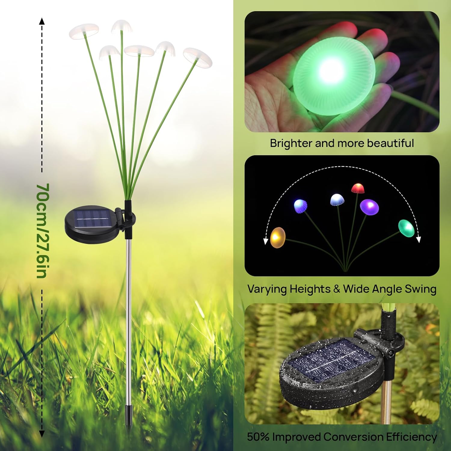 Tegooe Waterproof Solar LED Mushroom Lights - Dual Mode Garden Ambiance Decor