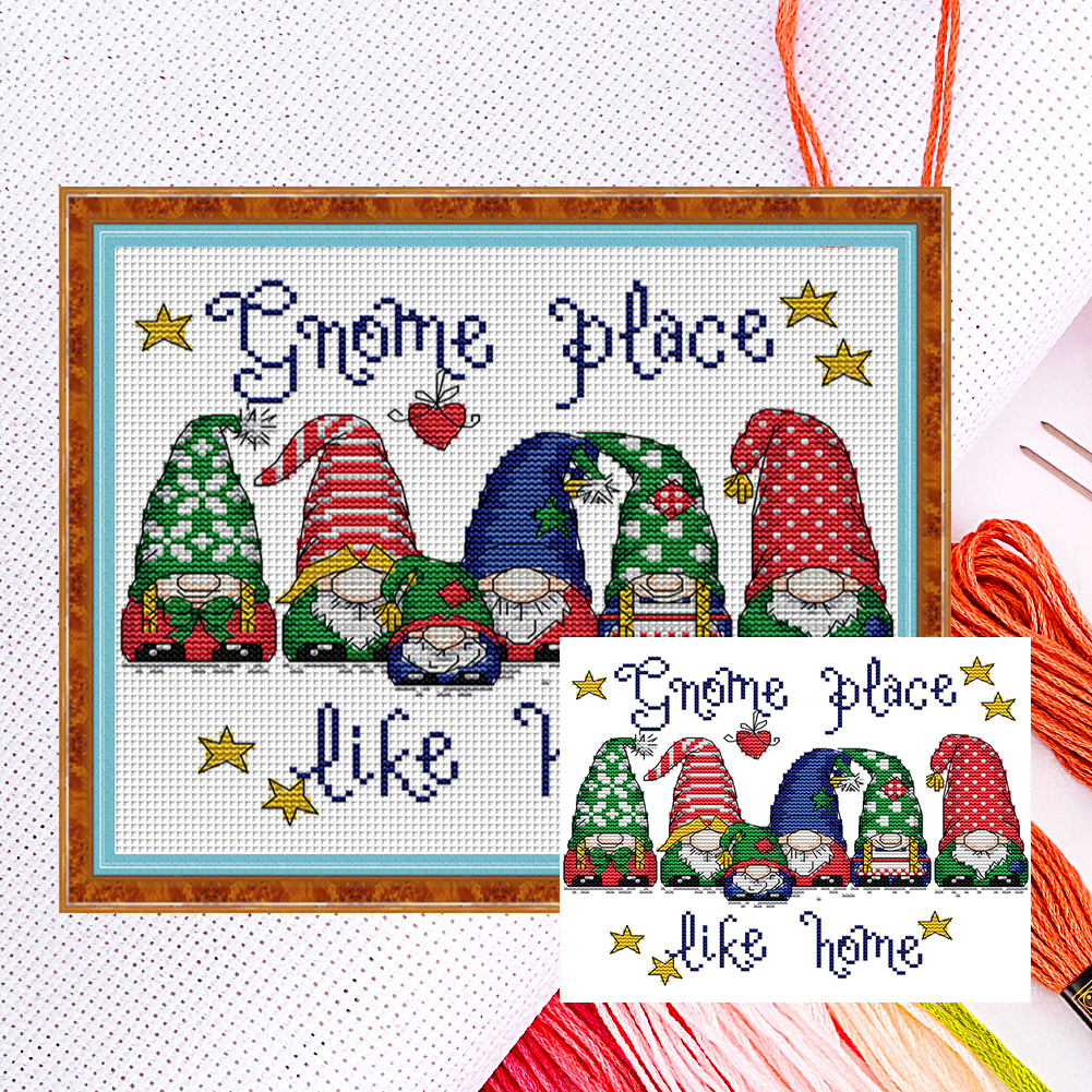 Colorful Christmas Hats Partial 14CT Counted Canvas(28*22cm) Cross Stitch(backstitch)