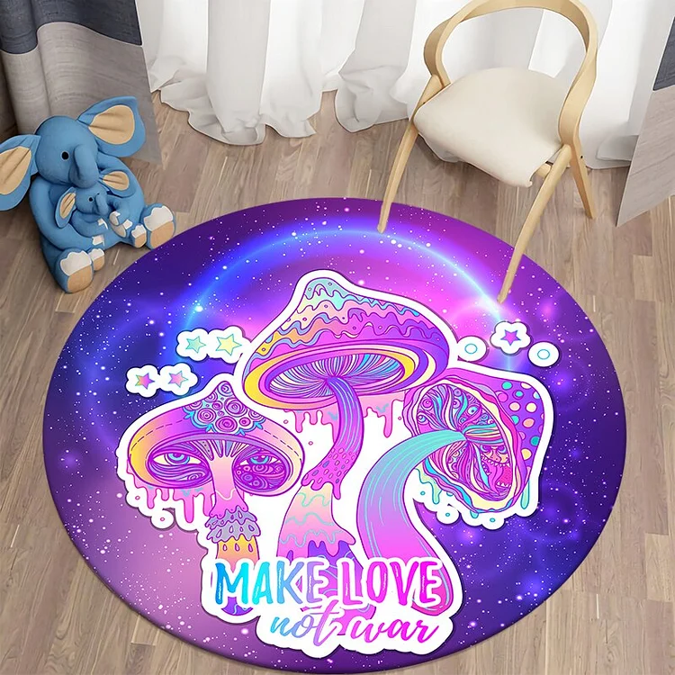 Psychedelic Mushroom Round Carpet for Living Room Home Decorations Children's Room Non-slip Large Area Rugs Bedroom Tapis