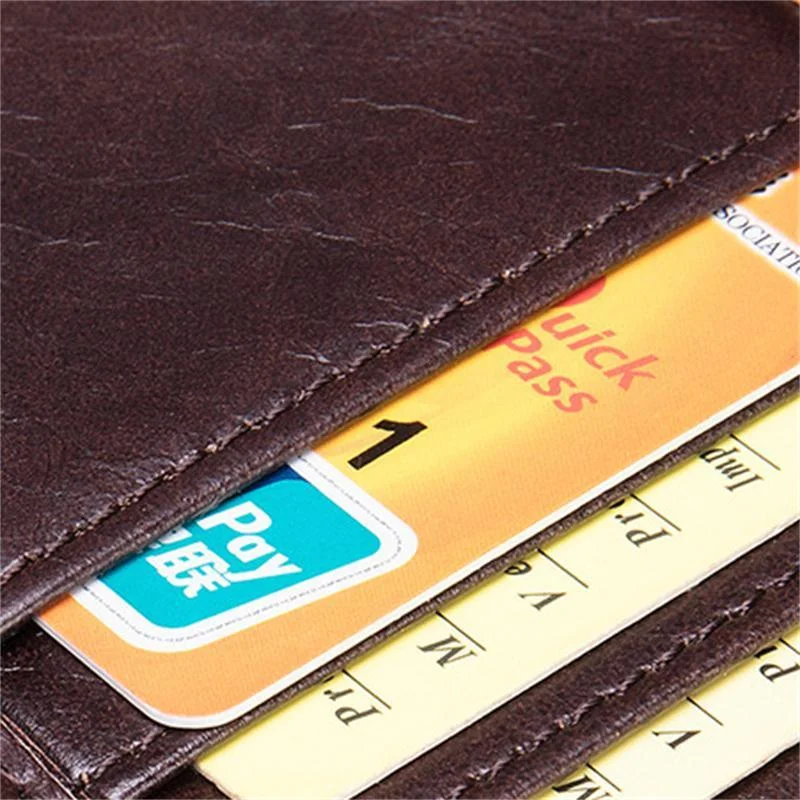 Men's Leather Folding Design Retro RFID Blocking Wallet