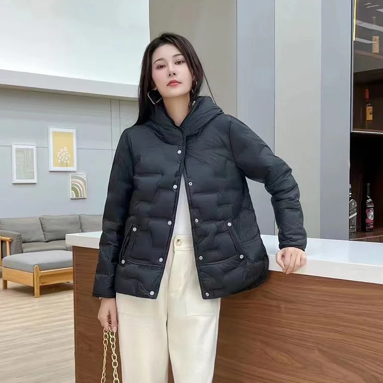 Woherb Autumn And Winter New Fashion Pressure Glue In The Thin Down Jacket Female Hood Short Fashion Warm Winter Dress Coat Tide-Outfit Ideas