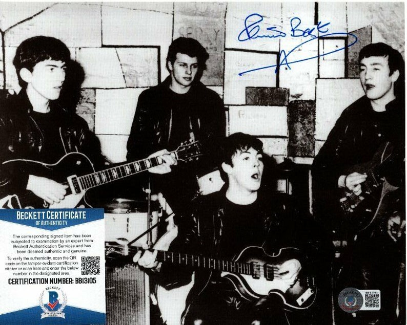 Pete best signed 8x10 the beatles Photo Poster painting beckett bas