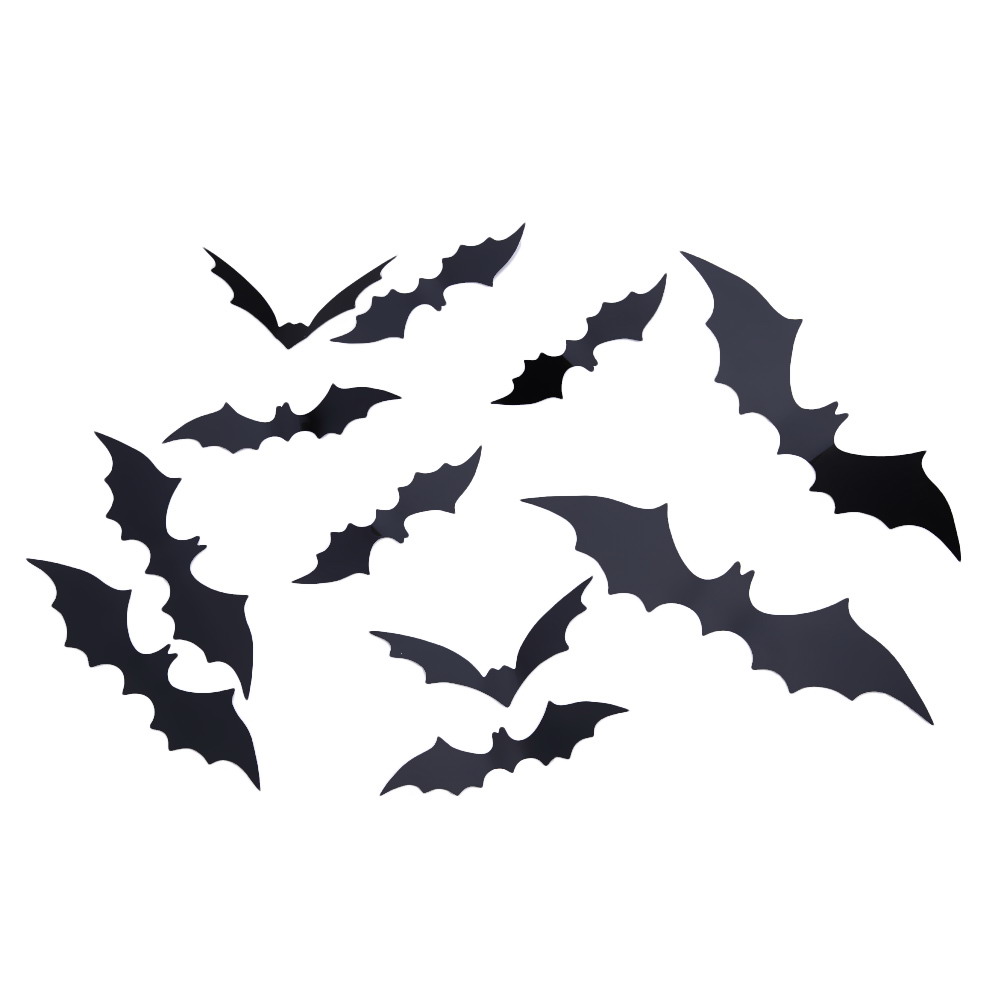 

12Pcs Black 3D DIY PVC Bat Wall Sticker Decal Halloween Festival Decoration, 501 Original