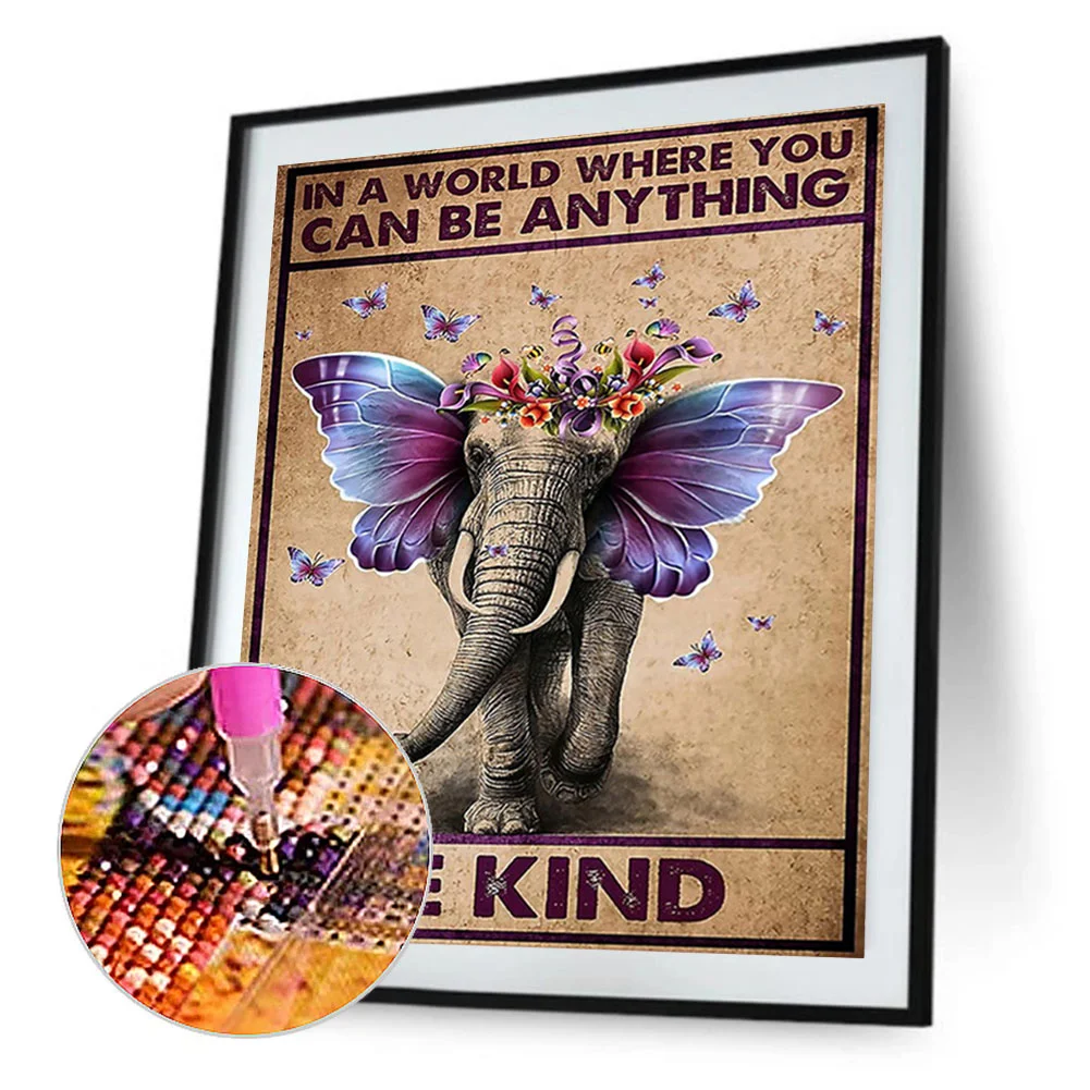 Full Round Diamond Painting 30*40cm - Elephant Calligraphy And Painting Design