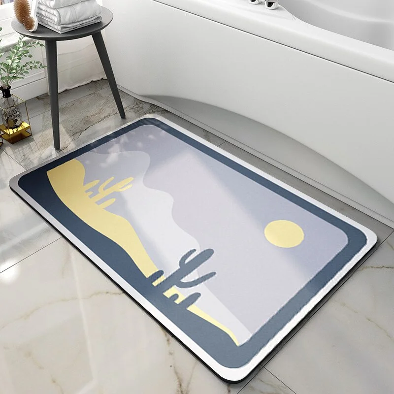Athvotar Bath Mat Bathroom Carpet Water Absorption Non-slip Absorbent Diatom Mud Soft Washable Rug Toilet Floor Mat Home Textile
